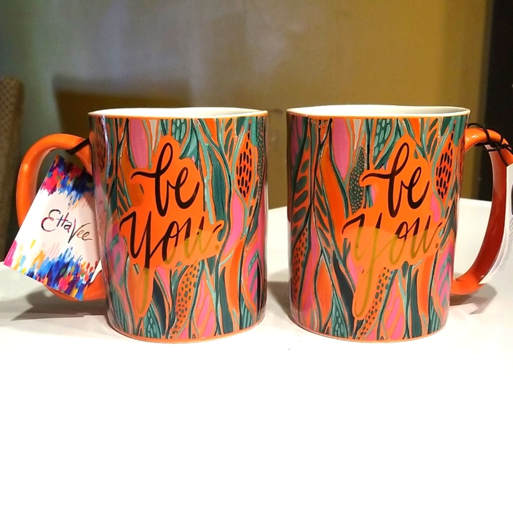 Designer Set of 2 large Positive daily affirmation "Be You" Coffee mugs